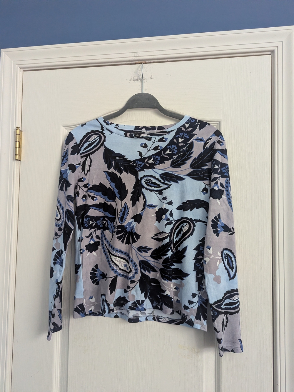 Light Blue & Navy Floral Long-Sleeve Tee